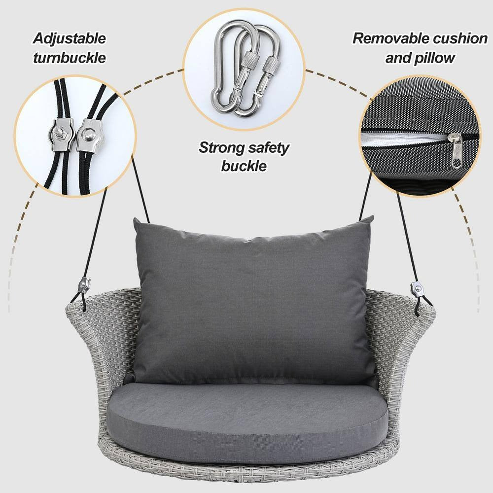 Ledger Single Seater Hanging Swing Without Stand For Balcony , Garden Swing (Grey)