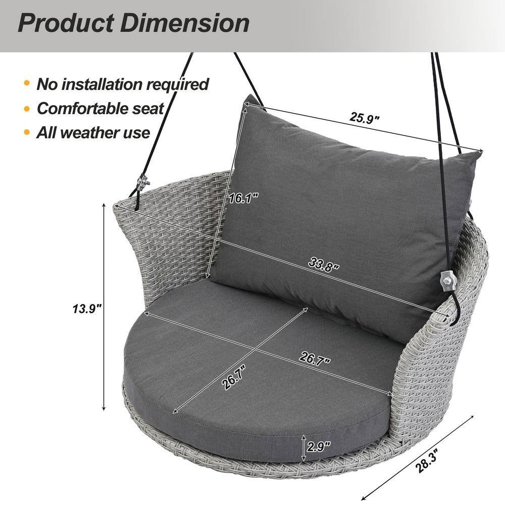 Ledger Single Seater Hanging Swing Without Stand For Balcony , Garden Swing (Grey)