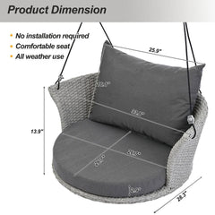 Ledger Single Seater Hanging Swing Without Stand For Balcony , Garden Swing (Grey)