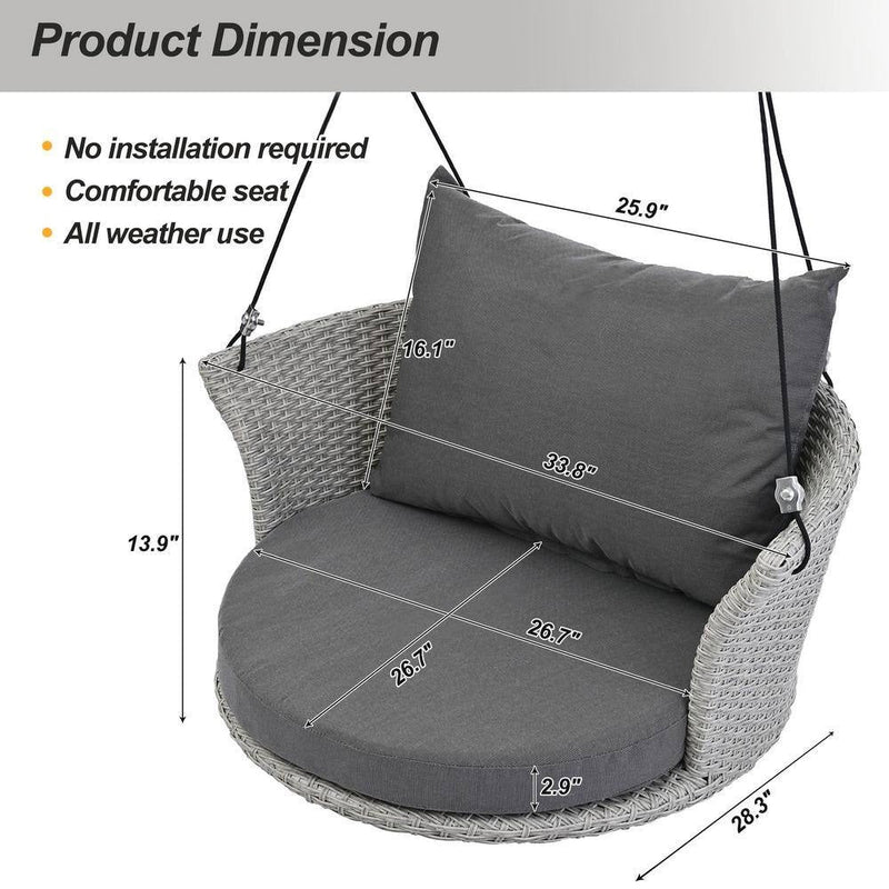 Ledger Single Seater Hanging Swing Without Stand For Balcony , Garden Swing (Grey)