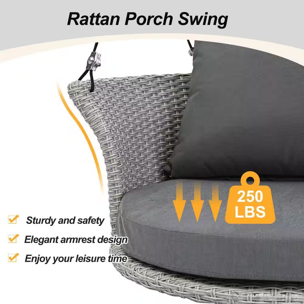 Ledger Single Seater Hanging Swing Without Stand For Balcony , Garden Swing (Grey)