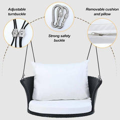 Lice Single Seater Hanging Swing Without Stand For Balcony , Garden Swing (Black + White)