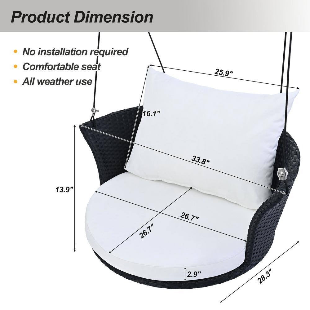 Lice Single Seater Hanging Swing Without Stand For Balcony , Garden Swing (Black + White)