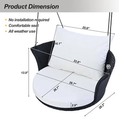 Lice Single Seater Hanging Swing Without Stand For Balcony , Garden Swing (Black + White)