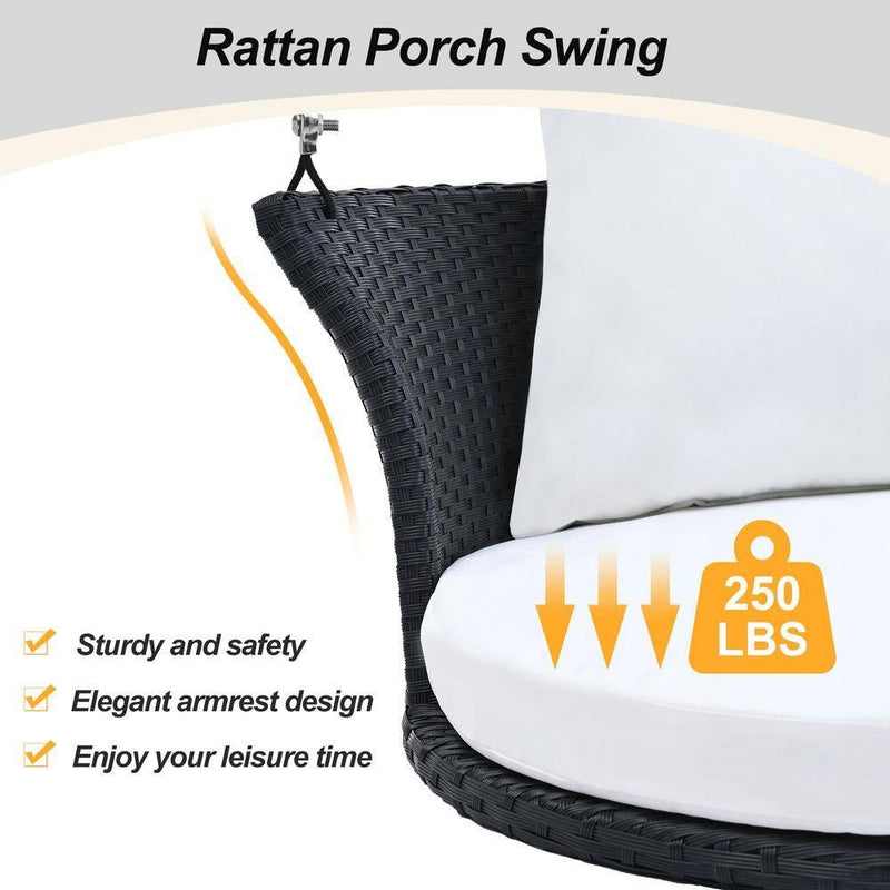 Lice Single Seater Hanging Swing Without Stand For Balcony , Garden Swing (Black + White)