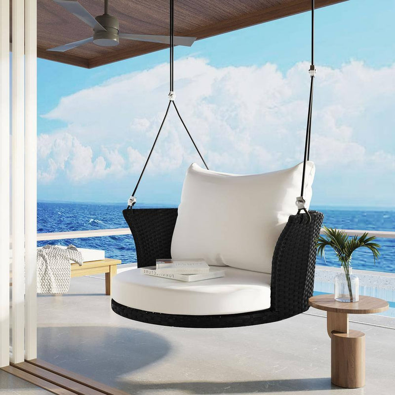 Lice Single Seater Hanging Swing Without Stand For Balcony , Garden Swing (Black + White)