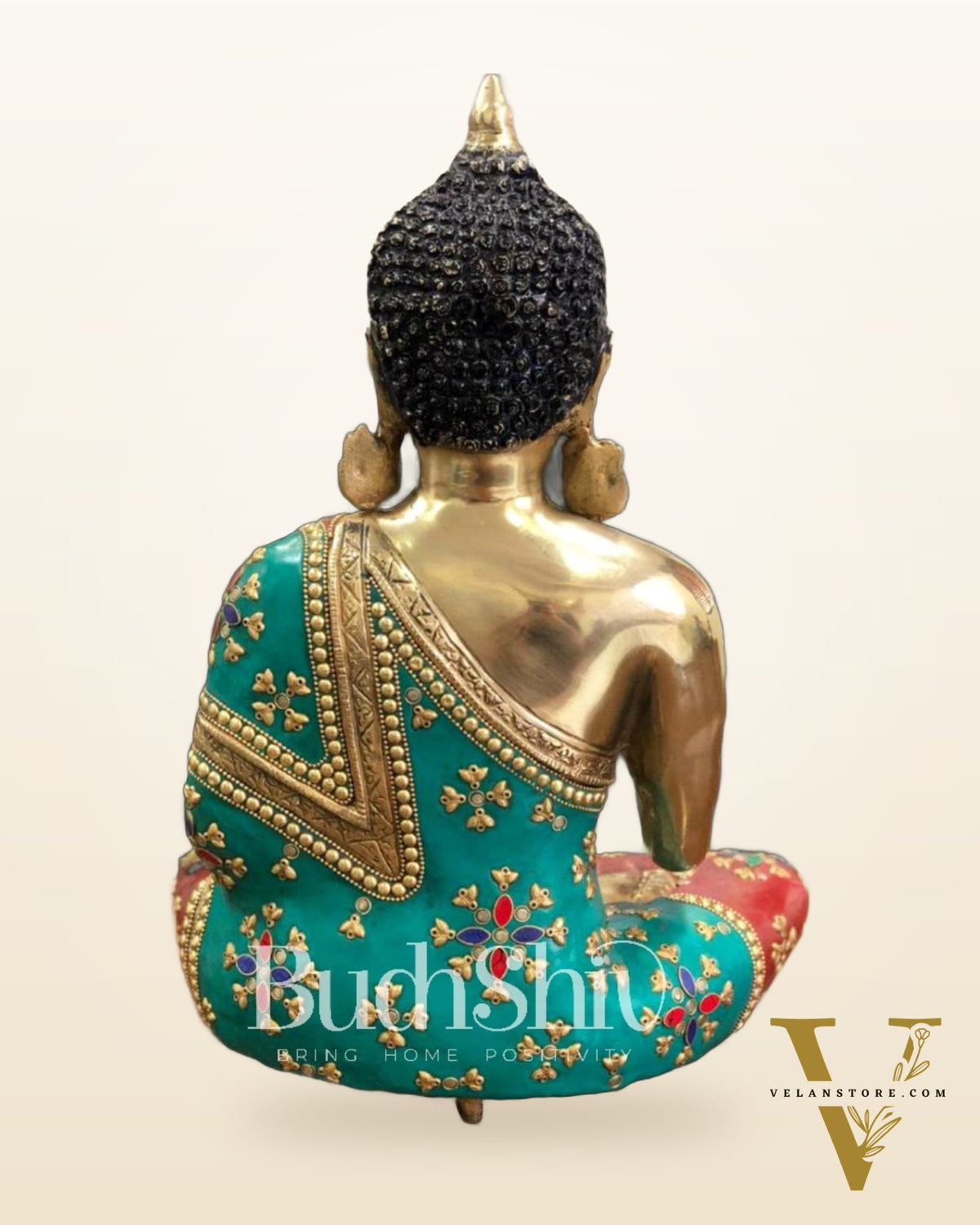 Positive Blessing Buddha Statue in Pure Brass with Abhaya Mudra 16 inch