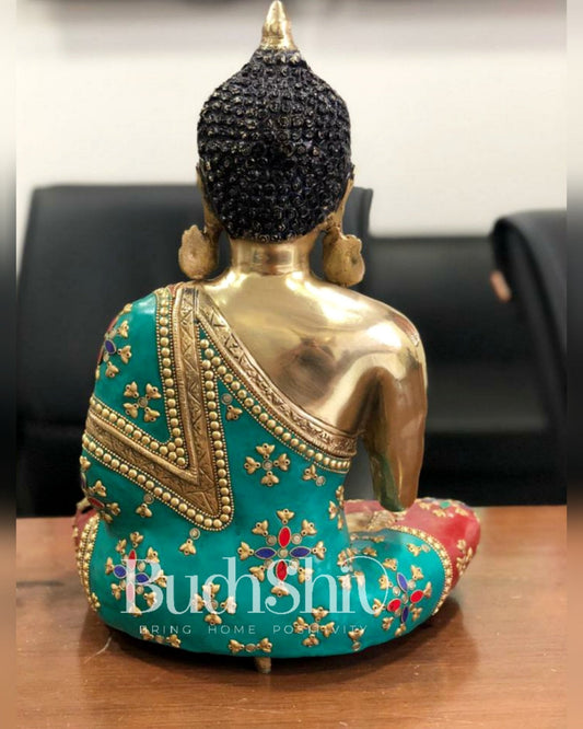 Positive Blessing Buddha Statue in Pure Brass with Abhaya Mudra 16 inch
