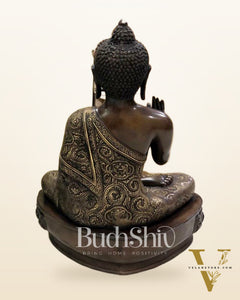 Positivity Personified: Engraved Pure Brass Buddha Statue 22 inch