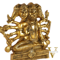 Powerful Panchmukhi Hanuman Brass Wall Hanging | Auspicious & Ward off Evil | 8"