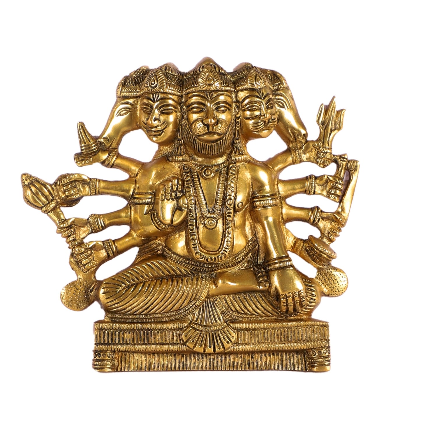 Powerful Panchmukhi Hanuman Brass Wall Hanging | Auspicious & Ward off Evil | 8"