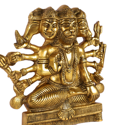 Powerful Panchmukhi Hanuman Brass Wall Hanging | Auspicious & Ward off Evil | 8"