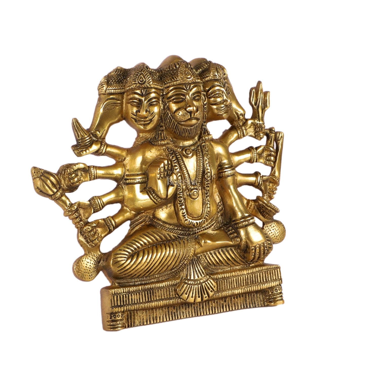 Powerful Panchmukhi Hanuman Brass Wall Hanging | Auspicious & Ward off Evil | 8"