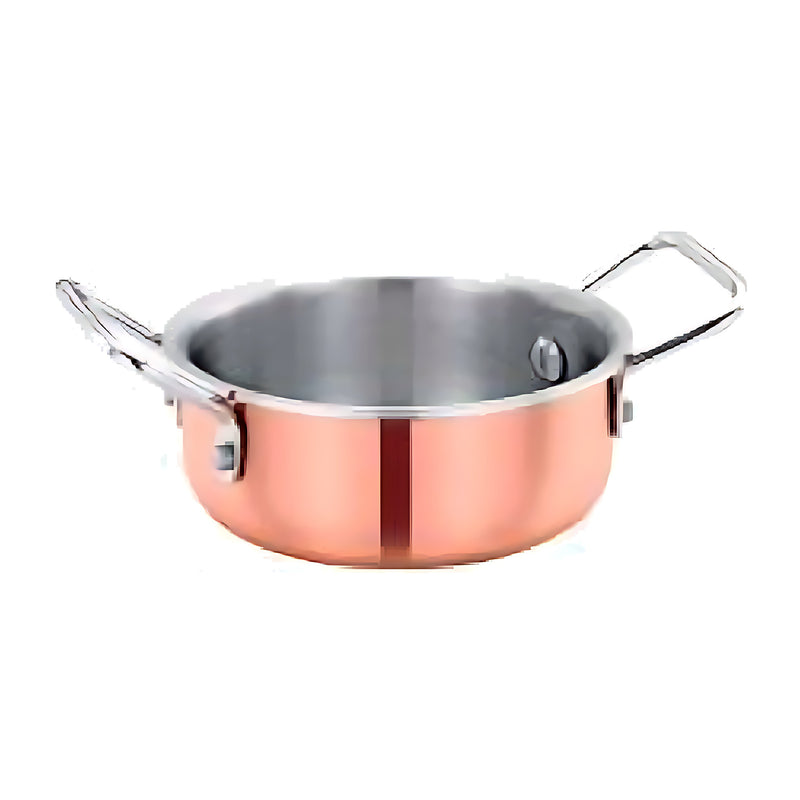 Pradeep Mini Tri-Ply Copper Fry Pan with Twin Handles (Serving Kadai)-1