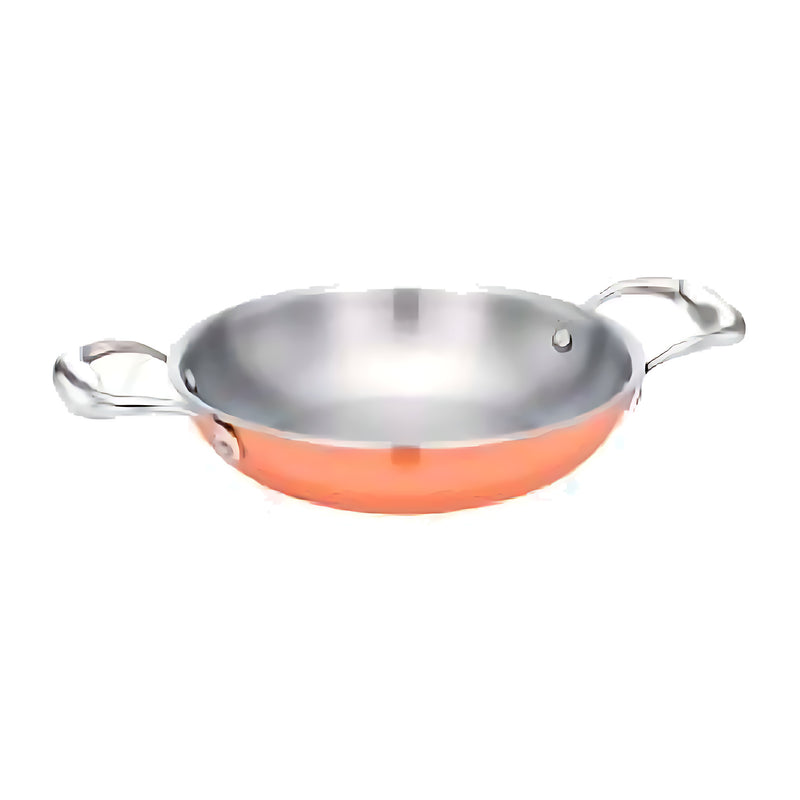 Pradeep Tri-Ply Copper Fry Pan with Twin Handles (Kadai Style)-1