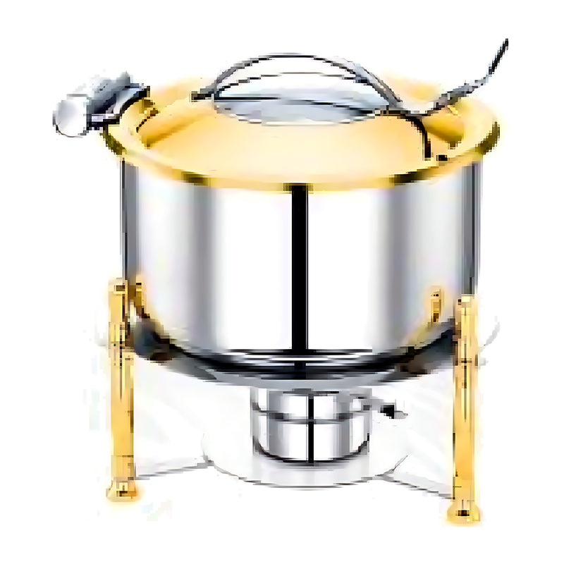 Pradeep Tri-Ply Round Chafer with Stand – Gold, Soft-Close Lid-2