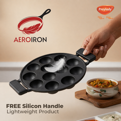 Praylady Aeroiron Series Cast Iron Paniyaram Pan | Lightweight Appam Pan | Pre-Seasoned Kuzhi Paniyaram & Appe Pan