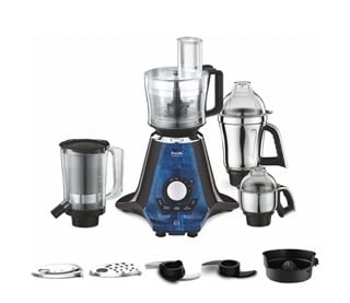 Preethi Zodiac 2.0 MG-255 Mixer Grinder, 1000 watt, Black/Blue, 4 Jars - Super Extractor juicer Jar & Master Chef Food Processor Jar, 2yr Guarantee & Lifelong Free Service