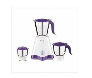 Preethi Crown Pro MG-254 Mixer grinder, 600 watt, White/Purple, 3 Jars with 5yr Motor Warranty & Lifelong Free Service