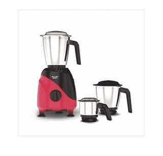Preethi Peppy MG-245 mixer grinder, 750 watt, Black & Red, 3 jars, Vega W5 Motor with 5yr Warranty & Lifelong Free Service