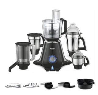 Preethi Zodiac MG-218 mixer grinder, 750 watt, Black/Light Grey, 5 jars - 3 In 1 insta fresh juicer Jar & Master chef food processor Jar, Vega W5 motor with 5yr Warranty & Lifelong Free Service