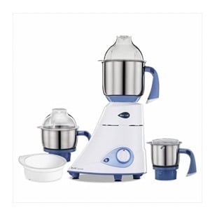 Preethi Blue Leaf Diamond MG-214 mixer grinder 750 watt (Blue/White), 3 jars & Flexi Lid, FBT motor with 2yr Guarantee & Lifelong Free Service