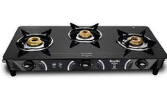 Preethi - GTS124 Zeal glass top 3 burner gas stove, Manual Ignition, Black-1