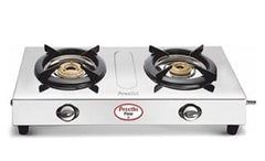 Preethi Fino Stainless Steel 2-Burner Gas Stove (14-Pieces, Open, Silver)-1