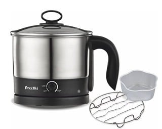 Preethi Armour Multi Utility EK708 1.2-Litre Electric Kettle (Steel/Black)