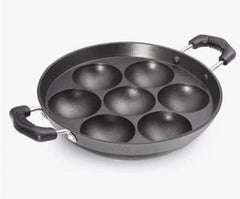 PREMIER Induction Base Non Stick Paniyaram Pan, Black, 7 inches with Spatula and scrubber-1