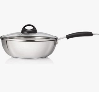 PREMIER Stainless Steel Induction Bottom Kadai with Glass Lid 22 CM diameter
