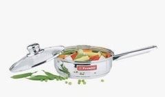 Premier Stainless Steel Induction Friendly Frying Pan 24cm with Glass Lid-1