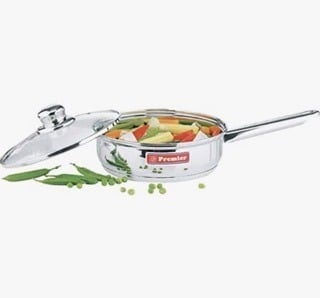 Premier Stainless Steel Induction Friendly Frying Pan 24cm with Glass Lid