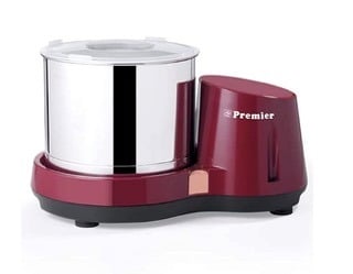 Premier Compact Wet Grinder Pg 501 2ltr 200 Watts Gear Driven 230v - Maroon | Gear-Driven Motor, Space-Saving Compact Design, Stylish Maroon Finish, Durable Stainless Steel Drum-1