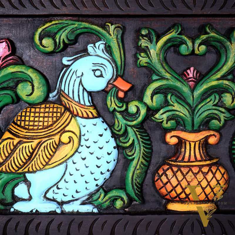 Premium Wood Annam Pakshmi Wall Hanging Panel – Hand-Painted 24 inch wide