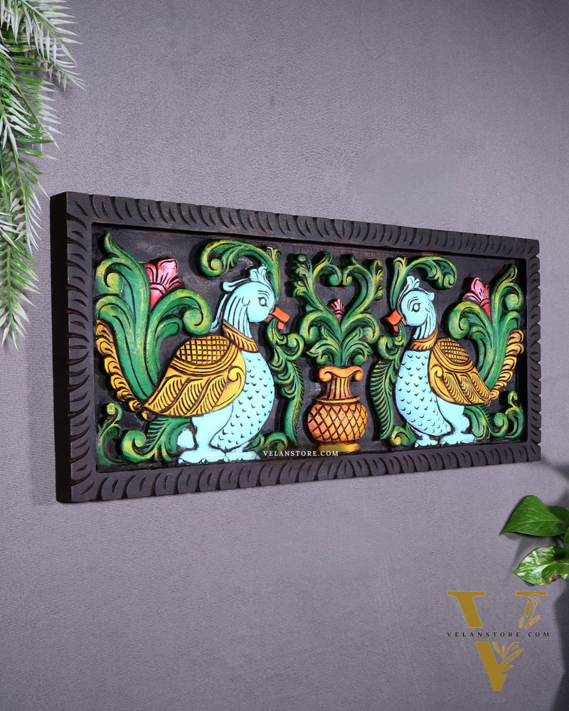 Premium Wood Annam Pakshmi Wall Hanging Panel – Hand-Painted 24 inch wide