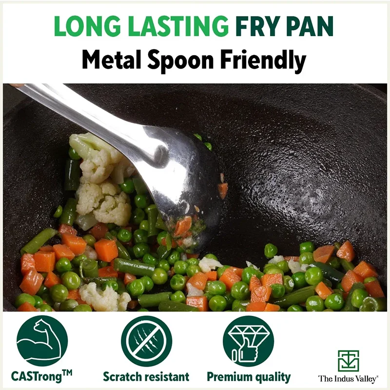 CASTrong Cast Iron Fry Pan/Skillet,Pre-seasoned, Nonstick, 100% Pure, Toxin-free, Induction, 23cm, 1.4L, 2.4kg