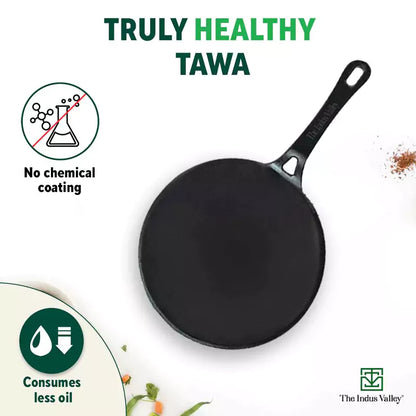 CASTrong Cast Iron Tawa+ Free ₹400 Tadka Pan,Pre-seasoned, Nonstick, 100% Pure, Toxin-free, 25.4cm, 1.9kg