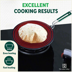 100% Pure Sheet Iron Tawa, Concave, Toxin-free, Seasoned, Silicone Handle,25.5cm/30.5cm