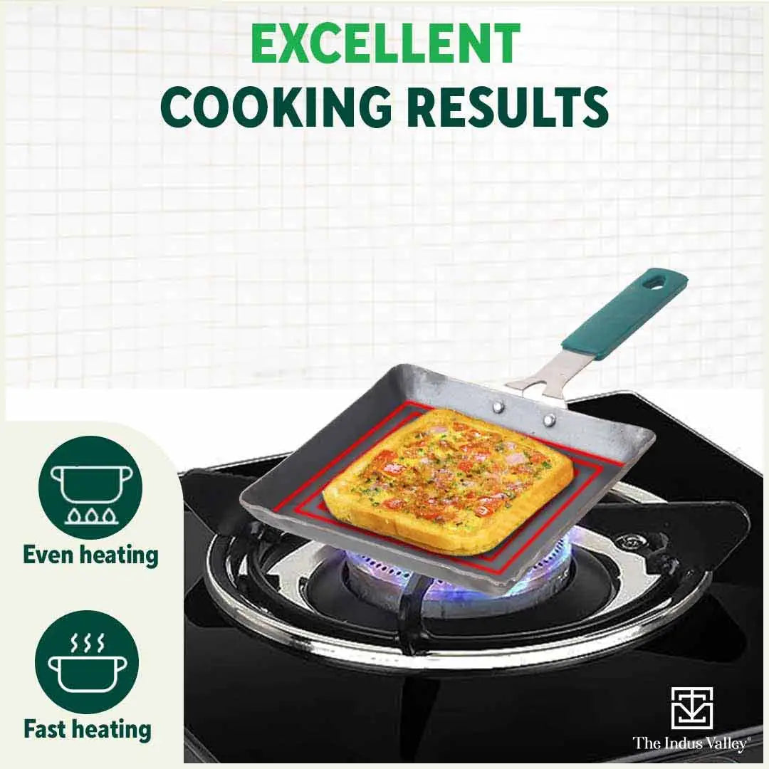 100% Pure Iron Omelette Pan with Bakelite Handle, Bread Toast, Toxin-free, Induction, Base, 14cm