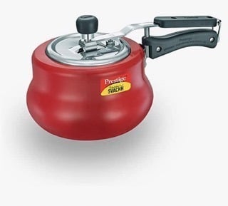 Prestige Svachh, 10752, 3 L, Nakshatra Duo Red Handi, with Deep Lid for Spillage Control, Aluminium, Inner Lid