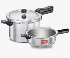 Prestige Svachh, 10783, 5 Ltr & 3 L, Aluminium Pressure Cooker Combo, With Deep Outer Lid For Spillage Control (Silver), 5 Liter-1