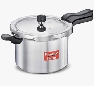 Prestige Svachh Aluminium pressure cooker, 7.5 L - Deep Lid for Spillage control