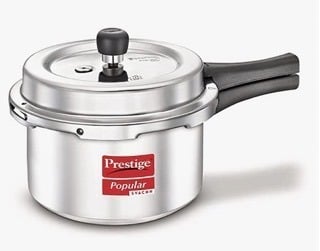 Prestige Popular Svachh Virgin Aluminium Spillage Control Outer Lid Pressure Cooker, 3 L (Silver)