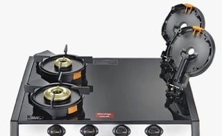 Prestige Svachh GTSV-04 Glass top LP Gas Table, 4 Burner, WiPrestige Svachh GTSV-04 Easy Clean Glass-Top 4 Brass Burner LPG Gas Table | Black | Liftable Burner Set | Sturdy Pan Support | Ergonomic Knob Design | Rubber Bottom Pads