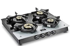 Prestige Svachh Duo GTSD 04 SQ Toughened Glass with Liftable 4 Burners Gas Stove, Black, Manual Ignition-1