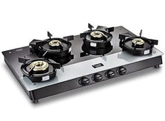 Prestige Svachh Duo GTSD 04 L Toughened Glass with Liftable 4 Burners Gas Stove, Black, Manual Ignition-1
