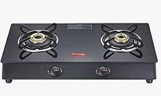 Prestige Marvel Plus 2 Burner Glass Top, Gas Stove (GTM 02, Black) - Manual Ignition