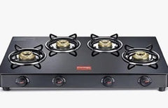 Prestige Magic 4 Burner Gas Stove- GTMC 04 L, Black Colour, Glass, Manual-1