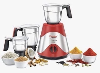 prestige ultimate 750 watt mixer grinder with 3 stainless steel jars